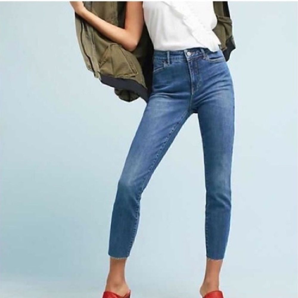 Anthropologie Pilcro And The Letterpress High Rise Frayed Raw Hem Crop Jeans